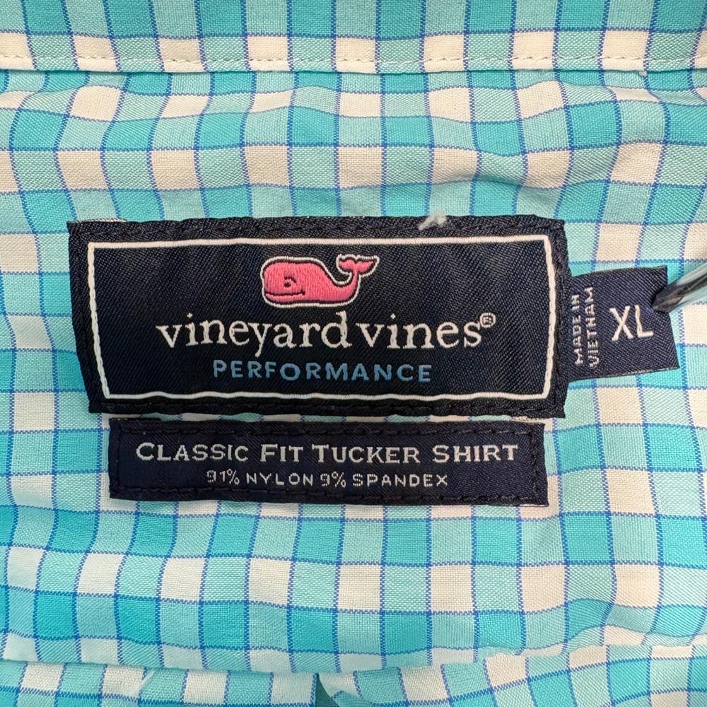 Vineyard Vines‎ Performance Classic Fit Tucker Shirt Mens XL Gingham Blue - Picture 4 of 10